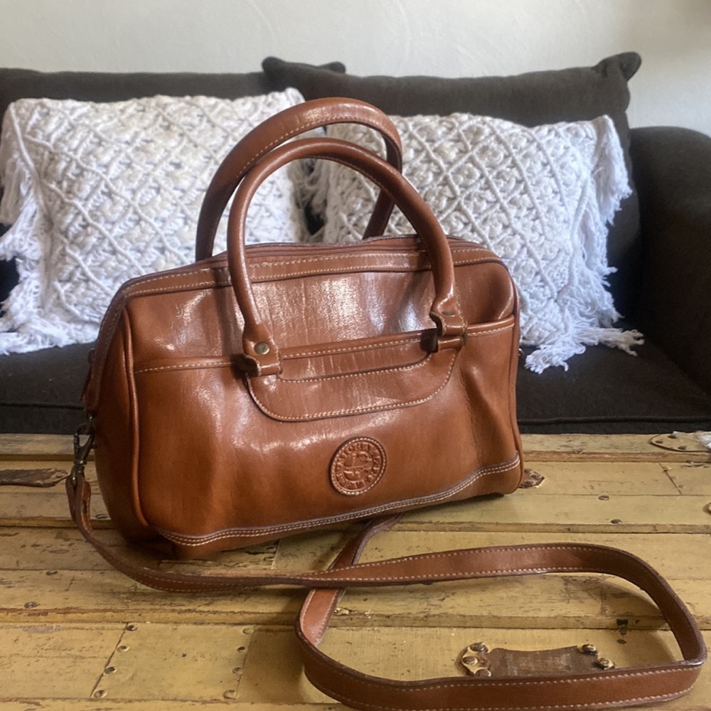 VINTAGE PURSE COGNAC BAG OVERSIZED SHOULDER BAG BOWLER BAG CROSSBODY PURSE